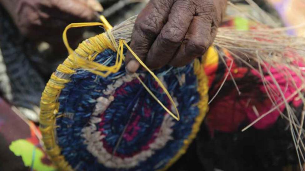an item being weaved